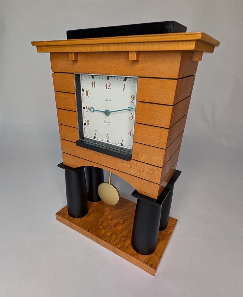 EUC Alessi Maple Mantel Clock Designed by MICHAEL GRAVES Modernist Pendulum