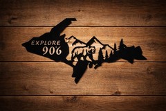 Upper Peninsula Explore 906 Bear Wilderness 30” Black Metal Wall Decor Art Sign