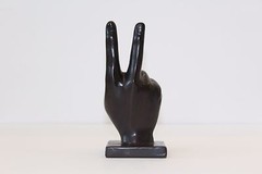 Peace Sign hand symbol sculpture Choco black