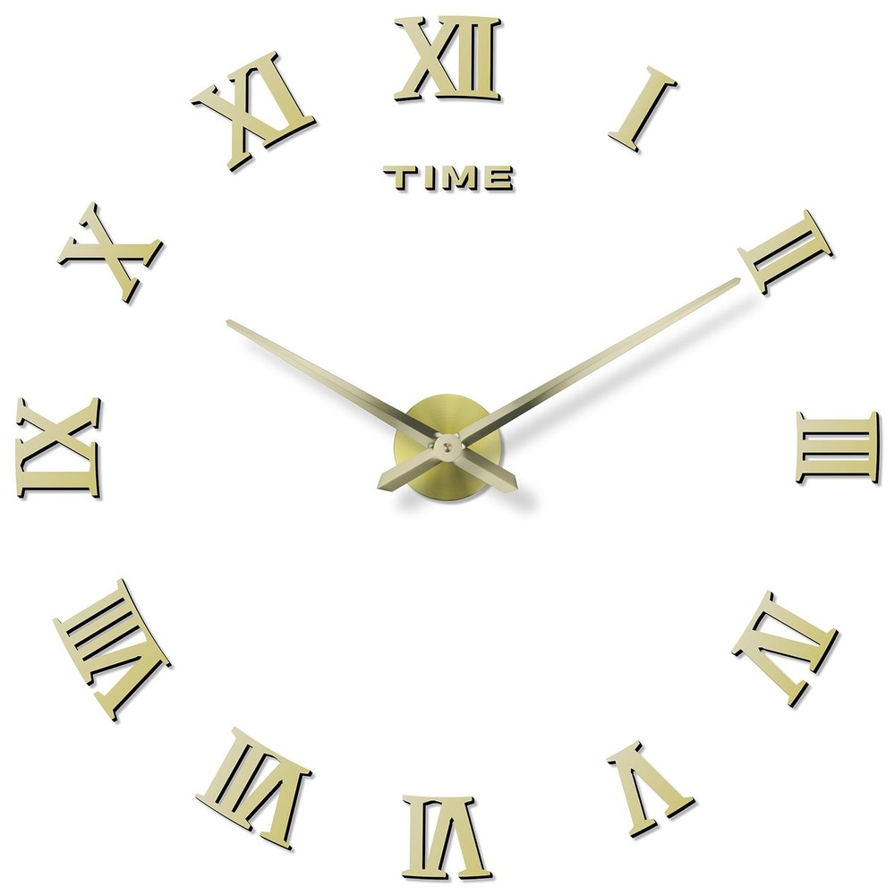 DIY Wall Clock Large Frameless 3D Clock Mirror Effect Classical Roman Numeral…