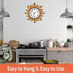 Outdoor Clock Sun Wall Clock Silent Non-Ticking Outdoor Clocks Waterproof for.