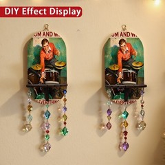 2D Bohemian Vintage Drum Wine Wall Shelf Multi-Functional Key Holder Home Decor