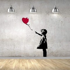 Banksy Vinyl Wall Decal – Street Art Little Girl with Balloon – 10″ x 20″ Rem…