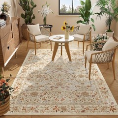 DUKINO 4×6 Rugs for Living Room, Lightweight Non Slip Washable Rug with Low P…
