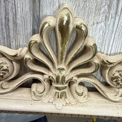 Vintage Rococo Ornate Scroll Vanity Mirror Cream Gold Tabletop Wall Mount 18×14