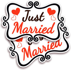 Just Married Car Decorations, 12×8 Magnet Decals for Vehicles, 2 Pack Wedding Ca