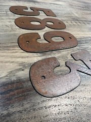 6 Inch Metal Letters & Numbers – Natural or Rusty Finish – Mounting Holes Avail