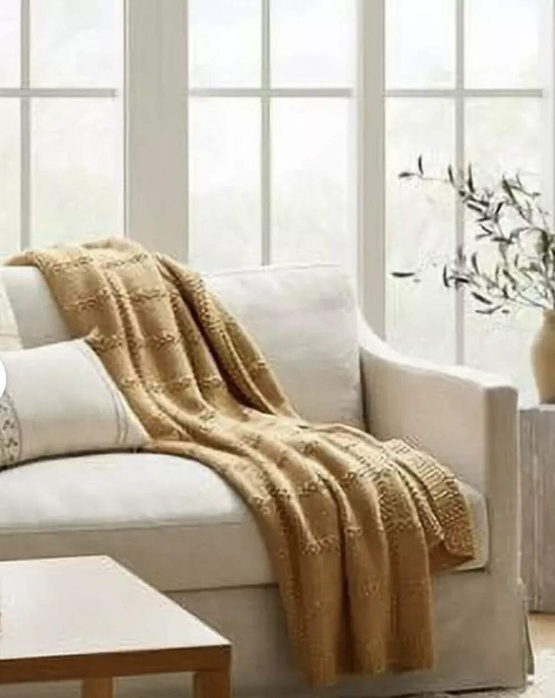 Threshold Studio McGee Grid Knit Throw Blanket Camel Soft Cozy 50×60 BRAND NEW