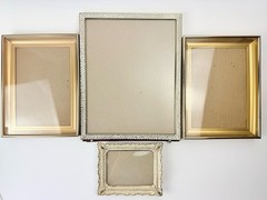 Vintage Picture Frame Lot Of 4 Metal Gold Tone MCM Mixed Varies Ornate P129