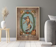 Tarot Card The World framed canvas print or poster Magic vintage wall Home Decor
