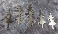 Set of Tree’s (5 Pieces) – Metal Wall Art – Silver Size Varies Per Pieces