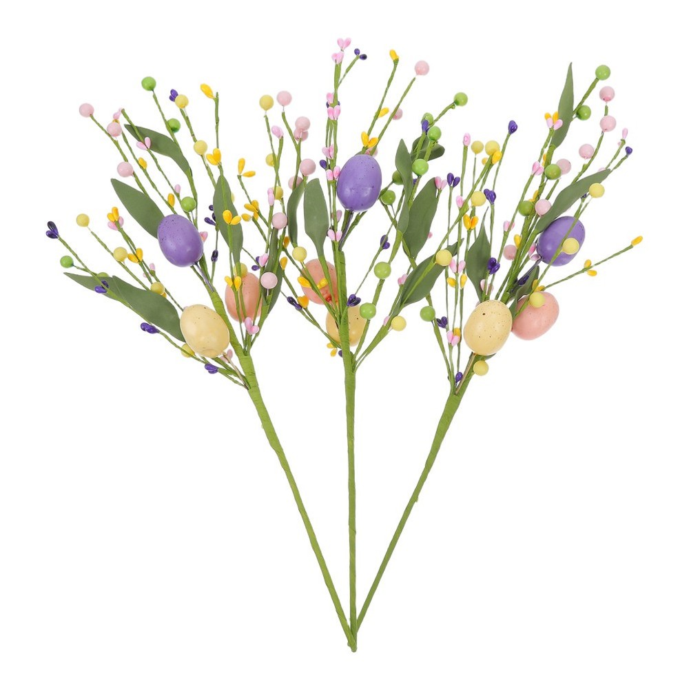 3Pcs Reusable Artificial Easter Flower Branches Spring Floral Stems Multi Color