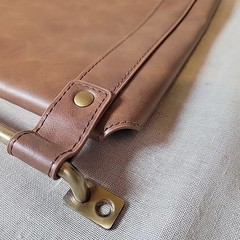 Threshold Mail Pouch with Hooks Entryway Faux Leather Metal Keys Wall Organizer