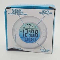 Westclox Digital Alarm Clock White Backlight Date Day Temp Bedroom Desk New