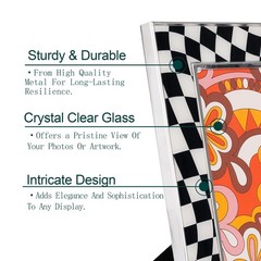 4 Packs 5×7 Silver Bordered Small Black and White Checkered Enamled Picture F…