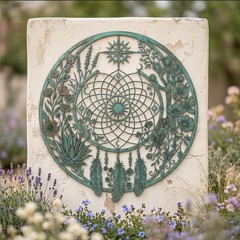 Metal Dreamcatcher Wall Art, Large Round Garden Decor