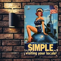 Charming Tin Metal Signs 8×12 Inches Vintage Navy Girl on Submarine Durable Al