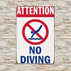 «Caution – No Diving» Rectangular Iron Sign