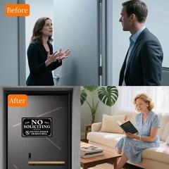 2 Pack No Soliciting Sign for Front Door,9 X 6 Inches Self-Adhesive No Solicitin