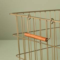 Medium Rectangular Brass Wire Storage Basket – Hearth & Hand with Magnolia
