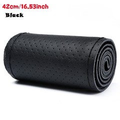 DIY Leather 42CM Steering Wheel Cover with Needles Thread Stitch Wrap for Truck