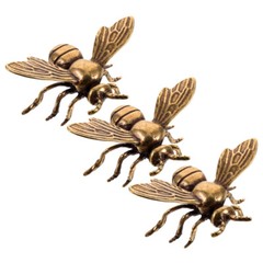 3x Retro Brass Bee Statue Home Desktop Decoration Small Brass Bee-shape Figurine