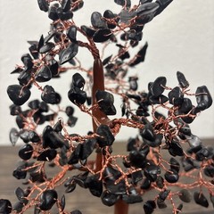Vintage Tree of Life 10” Bonsai Black Stones Copper Wire Chakra Feng Shui Boho
