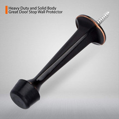 2 Pack Solid Rigid Door Stops Heavy Duty Door Stoppers with Soft Rubber Tips Oil