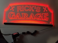 Neon Sign Custom Made Man Cave Sign Rick’s Garage Red Sign «9.25 x 20.5»