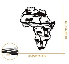 Africa Map 9.76″ wide, 11.8″ long Metal Wall Decor African Animals Wall Art C…