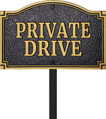 Private Drive Statement Plaque, Solid Metal Cast,Private Road/Driveway Sign, Hea