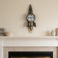 Space Decor Rocket Wall Clock, Pilot Gifts Aviation Gifts Industrial Metal Wa…