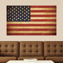 Vintage American Flag Distressed Vinyl Wall Decal Sticker Graphic Art Mural