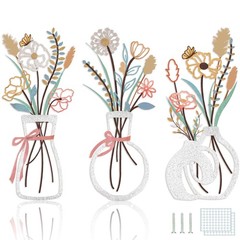 Metal Flowers Wall Decor for Living Room,Boho Floral Wall Art for Kitchen,Rus…