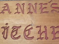 Antique OOAK Rustic Farmhouse Cabin Wood Sign Anne’s Kitchen Hand Carved Painted