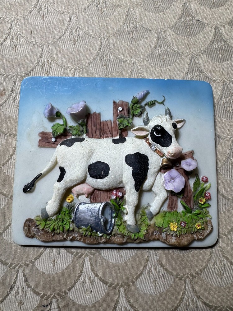 Vintage Ceramic 3D «Milk Cow» Wall Hanging Plaque – 4.75 Inches x 5.75 Inches