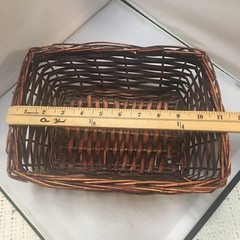 Woven Wicker Basket Home Decor Small Dark Brown Rectangular Rustic Cottagecore