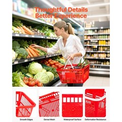 Shopping Baskets, 20 PCS, 21L Stackable PE Plastic Grocery Baskets with Handles