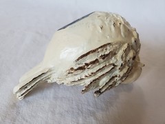 Resting Bird Statue Shabby Chic Distressed Ivory-Colored Resin Matte