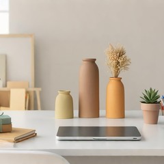 Ceramic Vase Set 3 Boho Farmhouse Decor Matte Earth Tone Small Medium Large