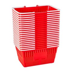 Shopping Baskets, 20 PCS, 21L Stackable PE Plastic Grocery Baskets with Handles