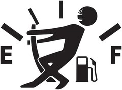 Funny Gas Tank Pulling Needle Stickman Vinyl Sticker Car Truck Bumper 4″ x 3.75″