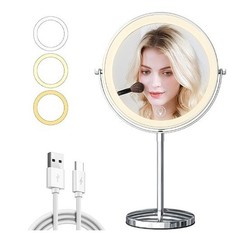 9in Vanity Mirror with Lights, Rechargeable 5000mAh Lighted Makeup Mirror,1X/20X