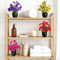 Small Fake Plants 4 Packs Artificial Flowers in Pots Home Decor Fake Flowers Dec