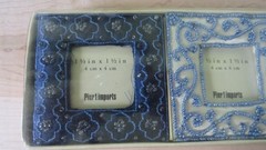 New NIP Pier 1 Imports Set of 3 Size 1.5″ x 1.5″ Fabric/Beads Picture Frame Set