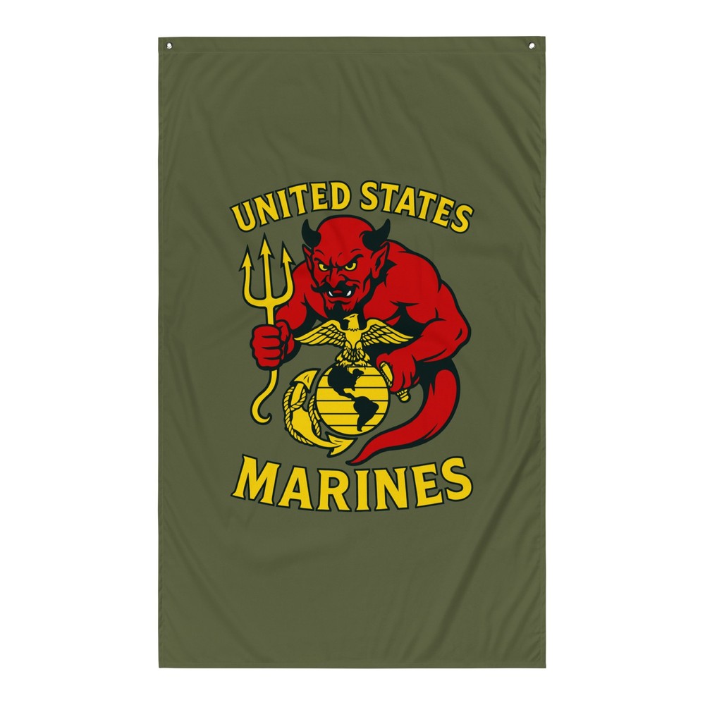 Marine Devil Trident Devil Eagle Globe & Anchor Wall Display Flag