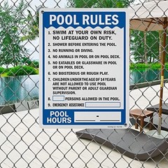 SmartSign Pool Rules Pool Hours Write-On Metal Sign 24 x 18 in