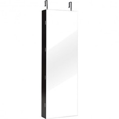 Wall and Door Mounted Mirrored Jewelry Cabinet with Lights-Brown – Color: Brown