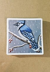 Blue Jay Sticker Matte Vinyl, Original Art, 2.5″ Square Sticker of Bird Art