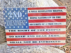 2ND AMENDMENT USA FLAG MEATAL SIGN RIGHT TO BEAR ARMS GUNS TRUMP AMMO MAN CAVE